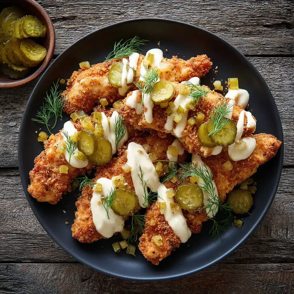 The preparation station for making pickle brined chicken, with bowls of flour, egg, and panko-parmesan breading.