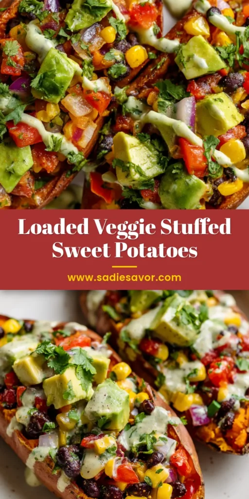 An overhead shot of a savory stuffed sweet potato packed with black beans and corn, topped with fresh cilantro. The ultimate healthy and easy meal.