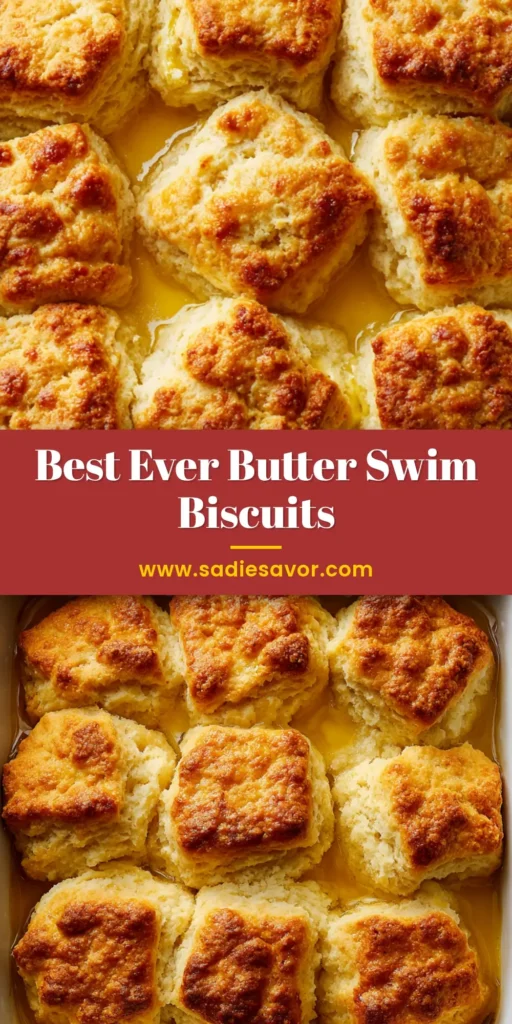 The Ultimate Butter Swim Biscuits (Golden, Flaky & Easy) 4 A batch of golden-brown Butter Swim Biscuits baked in a square white dish, with melted butter pooling around the craggy tops.