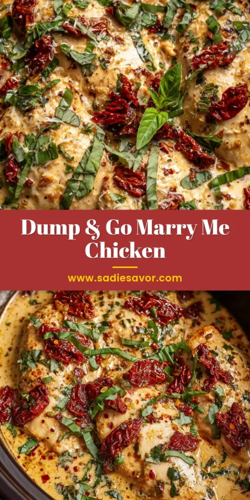 Crockpot Marry Me Chicken: The Ultimate Slow Cooker Romance 4 A shareable pin image showing the finished Crockpot Marry Me Chicken with text overlay.