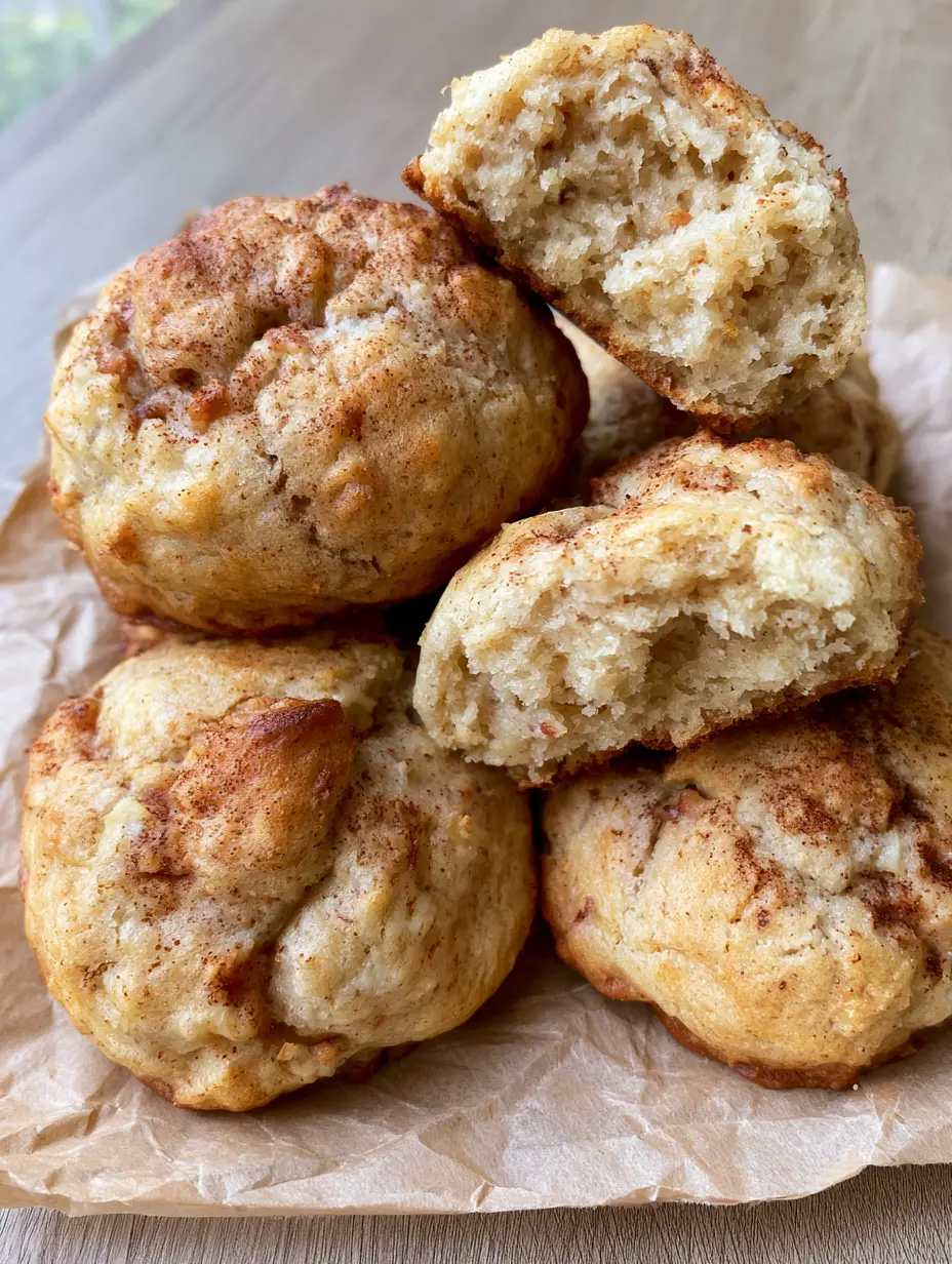 A handheld smartphone photo of thick Banana Bread Cookies with a slightly cracked surface and visible cinnamon flecks.