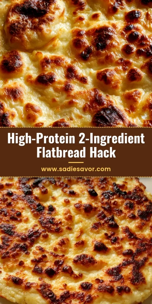 Cottage Cheese Flatbread: The Ultimate High-Protein, 2-Ingredient Wonder 4 A rustic, hand-stretched Cottage Cheese Flatbread with golden-yellow surface and charred bubbles on a ceramic plate.