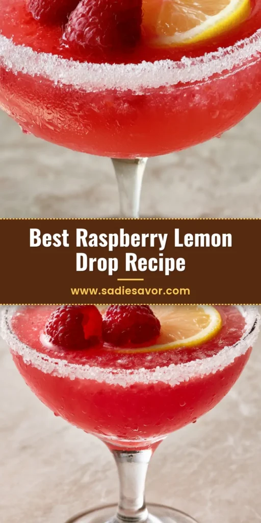 Raspberry Lemon Drop Cocktail: The Ultimate Vibrant Summer Sipper 4 A vibrant pink Raspberry Lemon Drop Cocktail in a sugar-rimmed coupe glass with raspberry and lemon garnish.