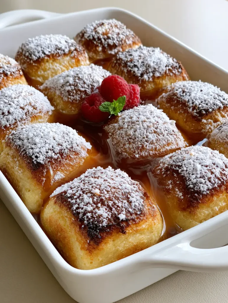 Hawaiian Roll French Toast: The Ultimate Baked Breakfast Casserole 1 Close-up of a handheld smartphone photo showing the spongy texture of the Hawaiian Roll French Toast and vibrant red raspberries.