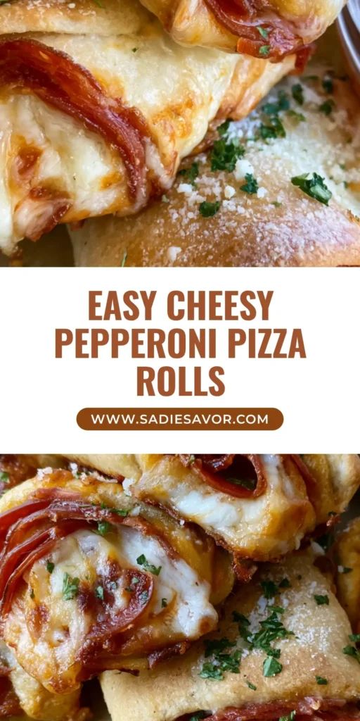 Pepperoni Pizza Rolls: The Best Golden-Brown Cheesy Breadsticks 3 A stack of golden-brown Pepperoni Pizza Rolls on a ceramic plate with a side of marinara sauce.